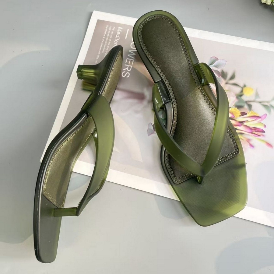 Thong Flat Sandal - Korean Muted Tone Olive Green PVC