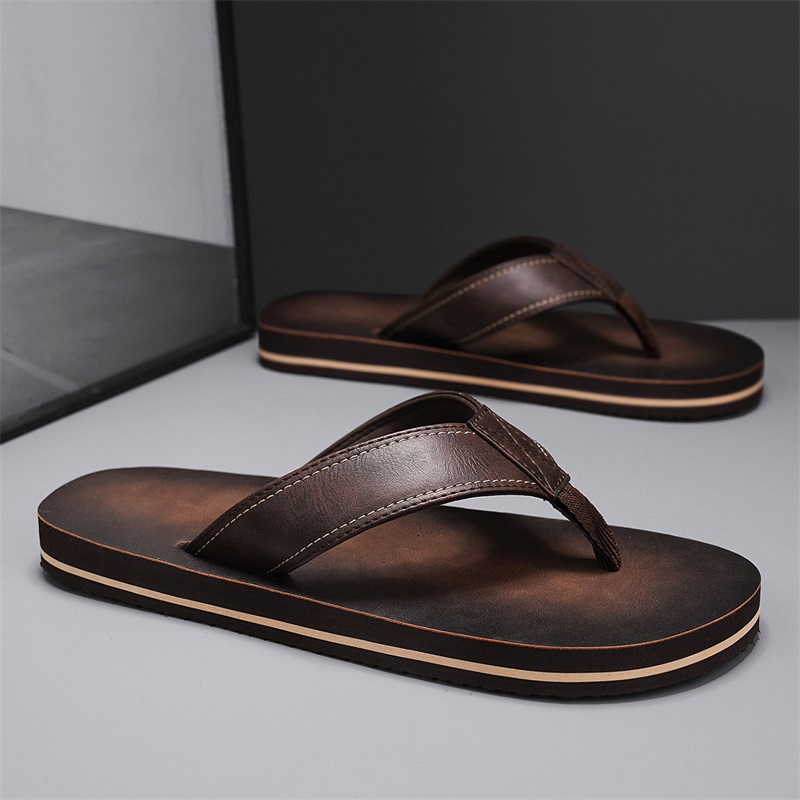 Men's Vintage Washed Faux Leat - Thong Flat Sandal review and price