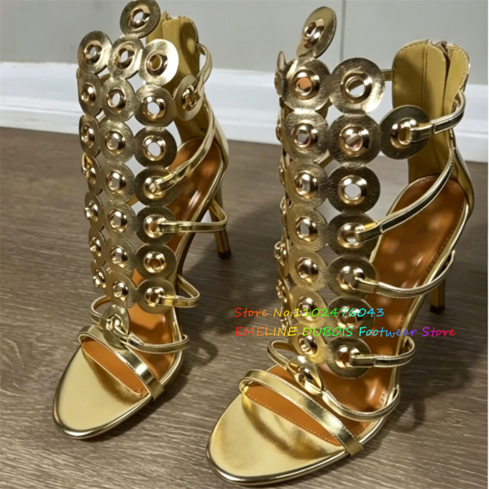 Gold Metal Circle Decor High H - Women'S Shoes Trendy review and price